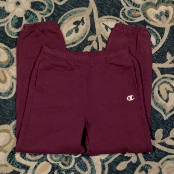 Champion reverse weave burgundy sweatpants logo spellout  medium - Picture 13 of 13